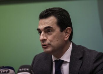 Συνέντευξη τύπου του υπουργού Περιβάλλοντος και Ενέργειας, Κώστα Σκρέκα και του υφυπουργού Περιβάλλοντος και Ενέργειας, Γιώργου Αμυρά, για την παρουσίαση του πρώτου Εθνικού Κλιματικού Νόμου, Πέμπτη 18 Νοεμβρίου 2021.
(ΓΙΑΝΝΗΣ ΠΑΝΑΓΟΠΟΥΛΟΣ/EUROKINISSI)