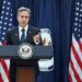 U.S. Secretary of State Antony Blinken speaks at a Memorandum of Understanding signing with AfghanEvac, at the National Museum for American Diplomacy in the Department of State in Washington, U.S., June 12, 2023. Mandel Ngan/Pool via REUTERS