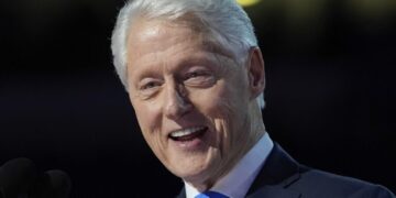 FILE - Former President Bill Clinton speaks during the Democratic National Convention, Aug. 21, 2024, in Chicago. (AP Photo/Paul Sancya, File)