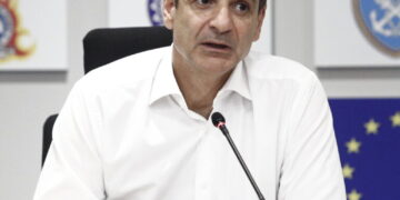 Επίσκεψη του Πρωθυπουργού Κυριάκου Μητσοτάκη στο υπουργείου Κλιματικής Κρίσης και Πολιτικής Προστασίας, Παρασκευή 7 Ιουλίου 2023.
(ΣΩΤΗΡΗΣ ΔΗΜΗΤΡΟΠΟΥΛΟΣ/EUROKINISSI)