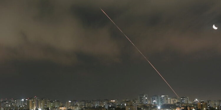 A missile launched from Iran is intercepted as seen from Ashkelon, Israel, June 21, 2025. REUTERS/Amir Cohen