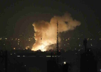Smoke rises up after an explosion in Tehran, Iran, Friday, June 13, 2025. (AP Photo/Vahid Salemi)