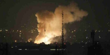 Smoke rises up after an explosion in Tehran, Iran, Friday, June 13, 2025. (AP Photo/Vahid Salemi)