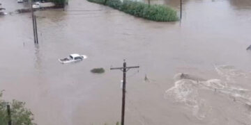 A drone view of vehicles partially submerged in flood water following torrential rains that unleashed flash floods along the Concho River in San Angelo, Texas, U.S., July 4, 2025, in this screen grab obtained from a social media video. Patrick Keely/via REUTERS  THIS IMAGE HAS BEEN SUPPLIED BY A THIRD PARTY. MANDATORY CREDIT. NO RESALES. NO ARCHIVES. REFILE - CORRECTING NAME OF RIVER FROM "GUADALUPE" TO "CONCHO" AND MONTH FROM "JUNE" TO "JULY".