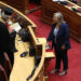 Η νέα βουλευτής της ΝΔ, Στέλλα Αραμπατζή, που παίρνει τη θέση του θανόντος βουλευτή Απόστολου Βεσυρόπουλου, ορκίζεται στην Ολομέλεια της Βουλής, πριν την έναρξη της μόνης συζήτησης και ψήφισης επί της αρχής, των άρθρων και του συνόλου του σχεδίου νόμου: «Αναμόρφωση του πειθαρχικού δικαίου των υπαλλήλων του δημόσιου τομέα, σύσταση Ελληνικού Κέντρου Εμπειρογνωμοσύνης Διοικητικών Μεταρρυθμίσεων και λοιπές διατάξεις», Αθήνα Πέμπτη 28 Αυγούστου 2025.  ΑΠΕ-ΜΠΕ/ΑΠΕ-ΜΠΕ/ΓΙΑΝΝΗΣ ΚΟΛΕΣΙΔΗΣ