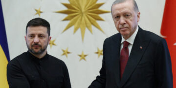Turkey's President Tayyip Erdogan meets with Ukrainian President Volodymyr Zelenskiy at the Presidential Palace in Ankara, Turkey, May 15, 2025. Mustafa Kamaci/Turkish Presidential Press Office/Handout via REUTERS    THIS IMAGE HAS BEEN SUPPLIED BY A THIRD PARTY. NO RESALES. NO ARCHIVES