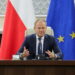 epa12366540 Prime Minister Donald Tusk speaks during an extraordinary government meeting at the Chancellery of the Prime Minister in Warsaw, Poland, 10 September 2025, held in connection with the nighttime violation of Polish airspace by Russian drones.  EPA/Szymon Pulcyn  POLAND OUT