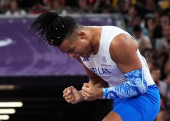 World Athletics Championships Tokyo 2025 - Men's Pole Vault Final - Japan National Stadium, Tokyo, Japan - September 15, 2025 Greece's Emmanouil Karalis reacts during the final REUTERS/Aleksandra Szmigiel