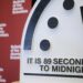 WASHINGTON, DC - JANUARY 28: The 2025 Doomsday Clock time is displayed after the time reveal held by The Bulletin of the Atomic Scientists at the United States Institute of Peace on January 28, 2025 in Washington, DC. The Doomsday Clock, currently the nearest it has been to midnight at 89 seconds, is a symbol for how close humanity is to a “global catastrophe”. (Photo by Kayla Bartkowski/Getty Images)