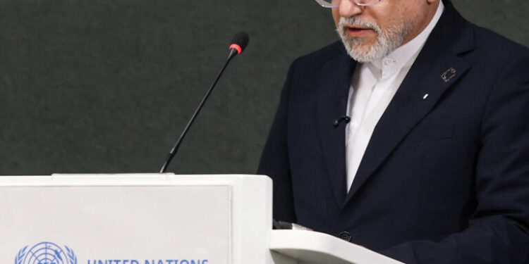 Iran's Foreign Minister Abbas Araghchi addresses a special session of the Conference on Disarmament at the United Nations, aside of U.S.-Iran talks in Geneva, Switzerland, February 17, 2026. REUTERS/Pierre Albouy