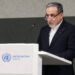Iran's Foreign Minister Abbas Araghchi addresses a special session of the Conference on Disarmament at the United Nations, aside of U.S.-Iran talks in Geneva, Switzerland, February 17, 2026. REUTERS/Pierre Albouy