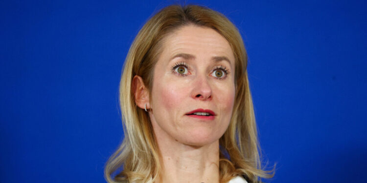 FILE PHOTO: European Union High Representative for Foreign Affairs and Security Policy and European Commission Vice-President Kaja Kallas attends a press conference after a European Group of Five (E5) defence ministers meeting, which includes Britain, France, Germany, Italy, and Poland, together with Kallas, to discuss additional aid for Ukraine, in Berlin, Germany, November 14, 2025. REUTERS/Christian Mang/File Photo