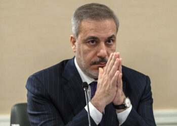 Turkish Foreign Minister Hakan Fidan attends a news conference about the Israel-Hamas war, and pressure to reduce civilian casualties, Friday, Dec. 8, 2023, in Washington. (AP Photo/Jacquelyn Martin)