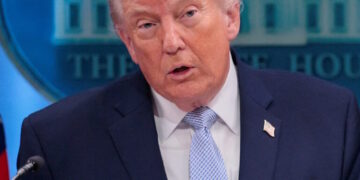 U.S. President Donald Trump holds a press conference in the James S. Brady Press Briefing Room at the White House in Washington, D.C., U.S., April 6, 2026. REUTERS/Evan Vucci