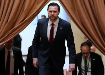 U.S. Vice President JD Vance arrives for a meeting with Pakistan's Prime Minister Shehbaz Sharif in Islamabad, Pakistan, for talks about Iran, April 11, 2026.     Jacquelyn Martin Pool/Pool via REUTERS