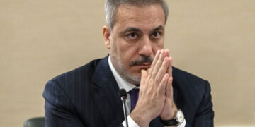 Turkish Foreign Minister Hakan Fidan attends a news conference about the Israel-Hamas war, and pressure to reduce civilian casualties, Friday, Dec. 8, 2023, in Washington. (AP Photo/Jacquelyn Martin)