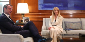 Συνάντηση του Πρωθυπουργού Κυριάκου Μητσοτάκη με την Πρόεδρο της Βουλής των Αντιπροσώπων της Κυπριακής Δημοκρατίας και Πρόεδρο του Δημοκρατικού Συναγερμού Αννίτα Δημητρίου, στο Μέγαρο Μαξίμου, Τρίτη 12 Μαΐου 2026. (ΣΩΤΗΡΗΣ ΔΗΜΗΤΡΟΠΟΥΛΟΣ/EUROKINISSI)