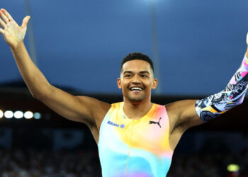 Athletics - Diamond League - Zurich - Letzigrund, Zurich, Switzerland - August 27, 2026 Greece's Emmanouil Karalis reacts during the men's pole vault final REUTERS/Denis Balibouse