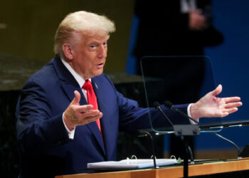 U.S. President Donald Trump addresses the 80th United Nations General Assembly at U.N. headquarters in New York, U.S., September 23, 2025.  REUTERS/Shannon STAPLETON